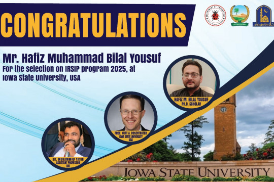 PhD Scholar Hafiz Muhammad Bilal Yousuf has been selected for the HEC Pakistan's International Research Support Program