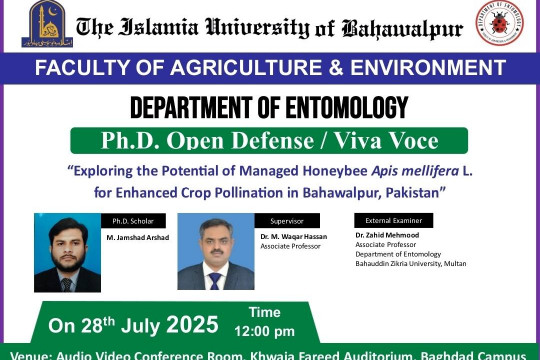 On July 28, 2025, the Department of Entomology will host an open defence for two PhD scholars.