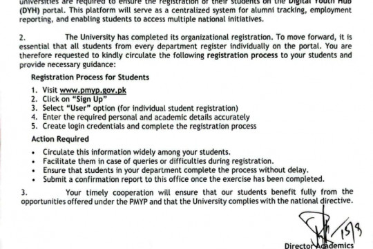 Implementation of Prime Minister's Youth Program Directions Student Registration on Digital Youth Hub (DYH)