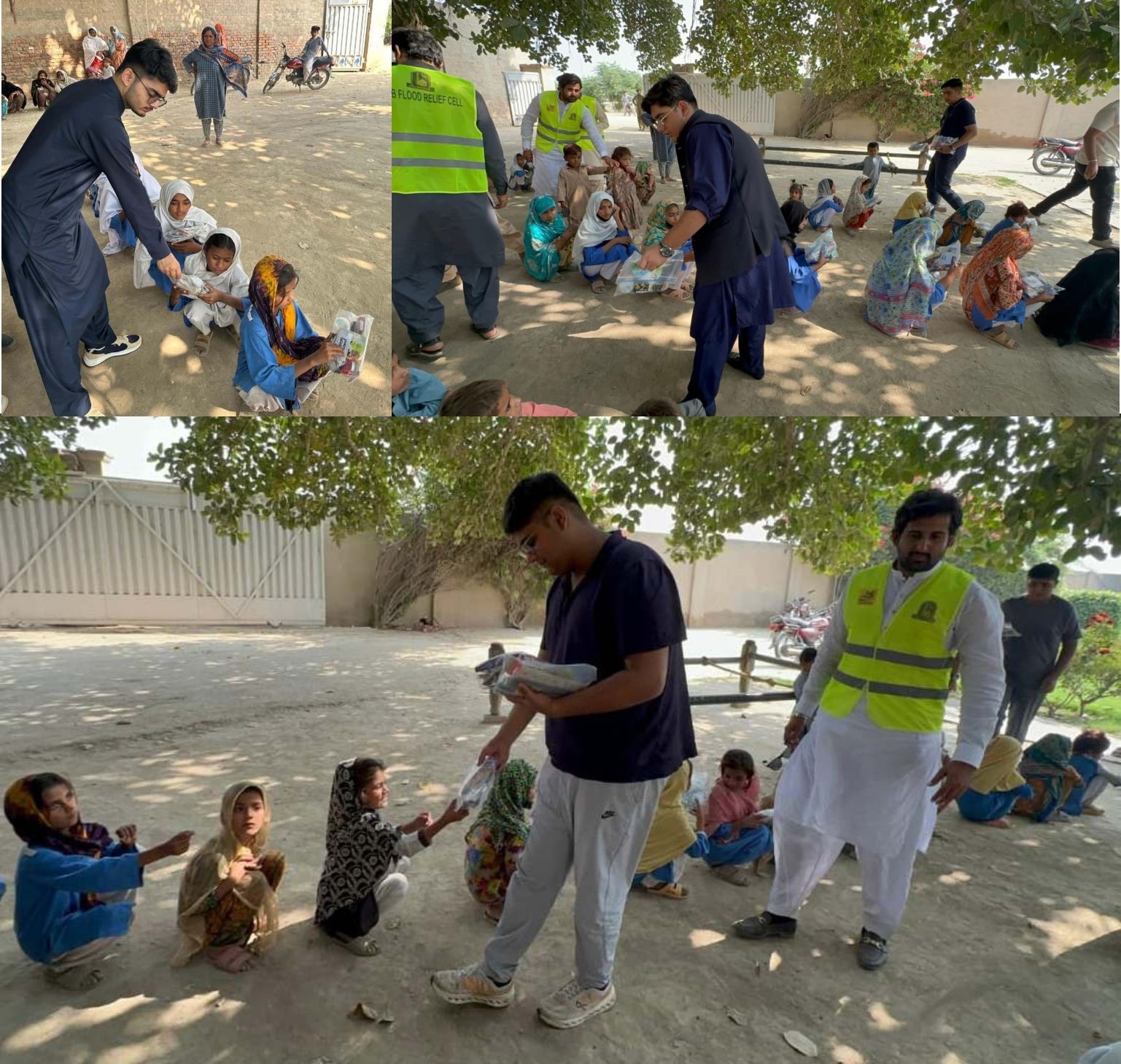 Families impacted by the flood in Baqirpur received aid from Umeed Sahar Pakistan and IUB Flood Relief Cell.