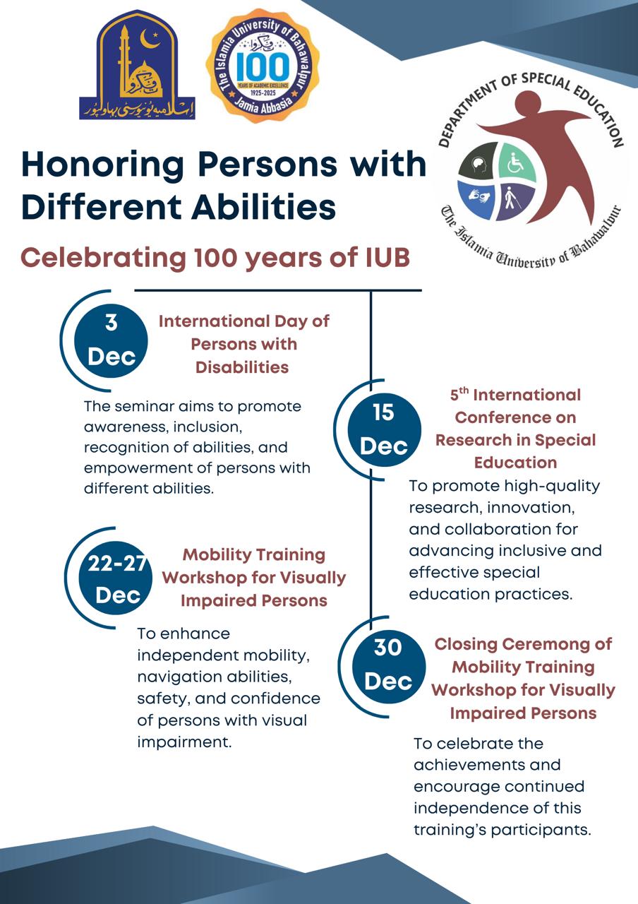 Honoring Persons with Different Abilities :Celebrating 100 years of IUB