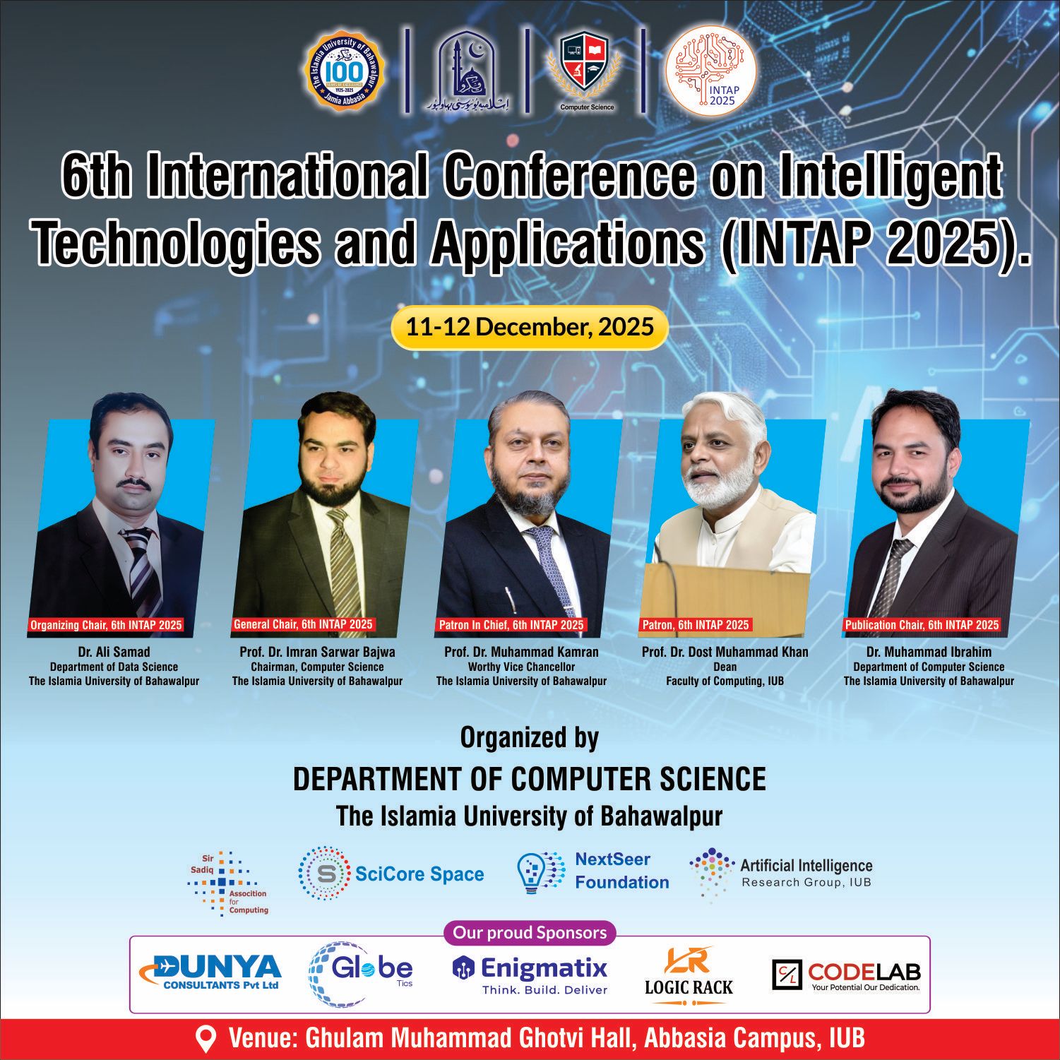 The 6th International Conference on Intelligent Technologies and Applications (INTAP) 2025 will begin on Dec 11, 2025.