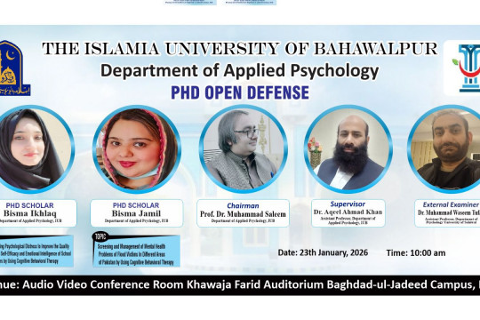 The open defense of two PhD scholars from the Department of Applied Psychology will take place on January 23, 2026.