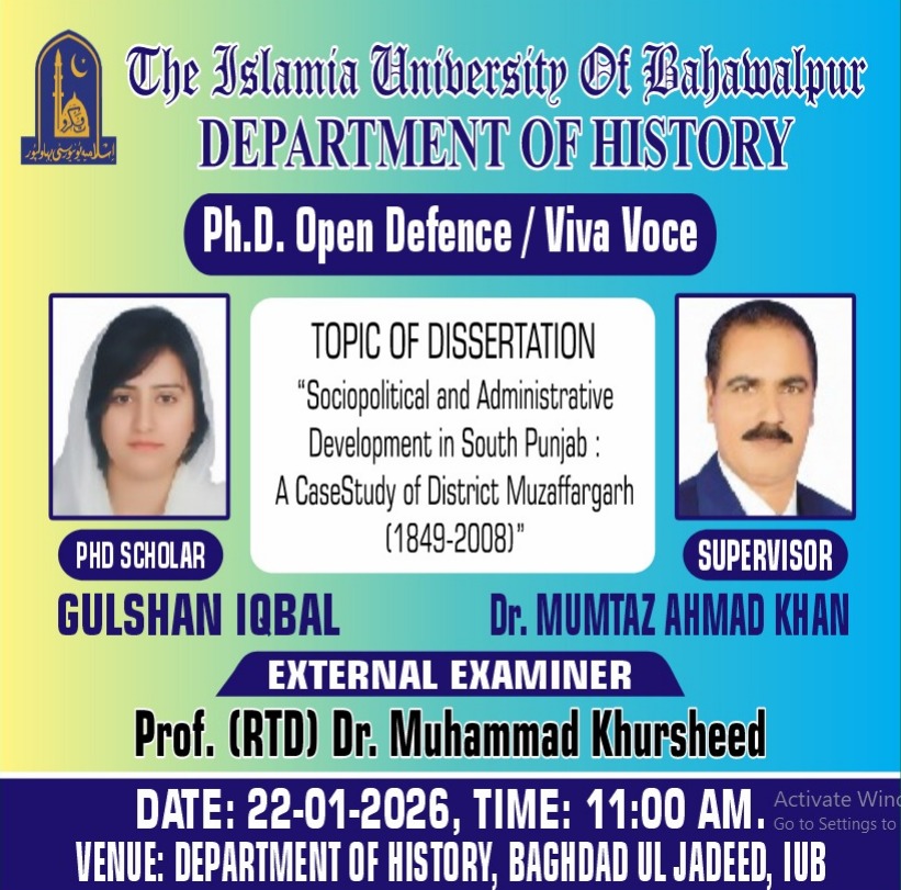 The open defense of two PhD scholars from the Department of History will take place on January 22, 2026.