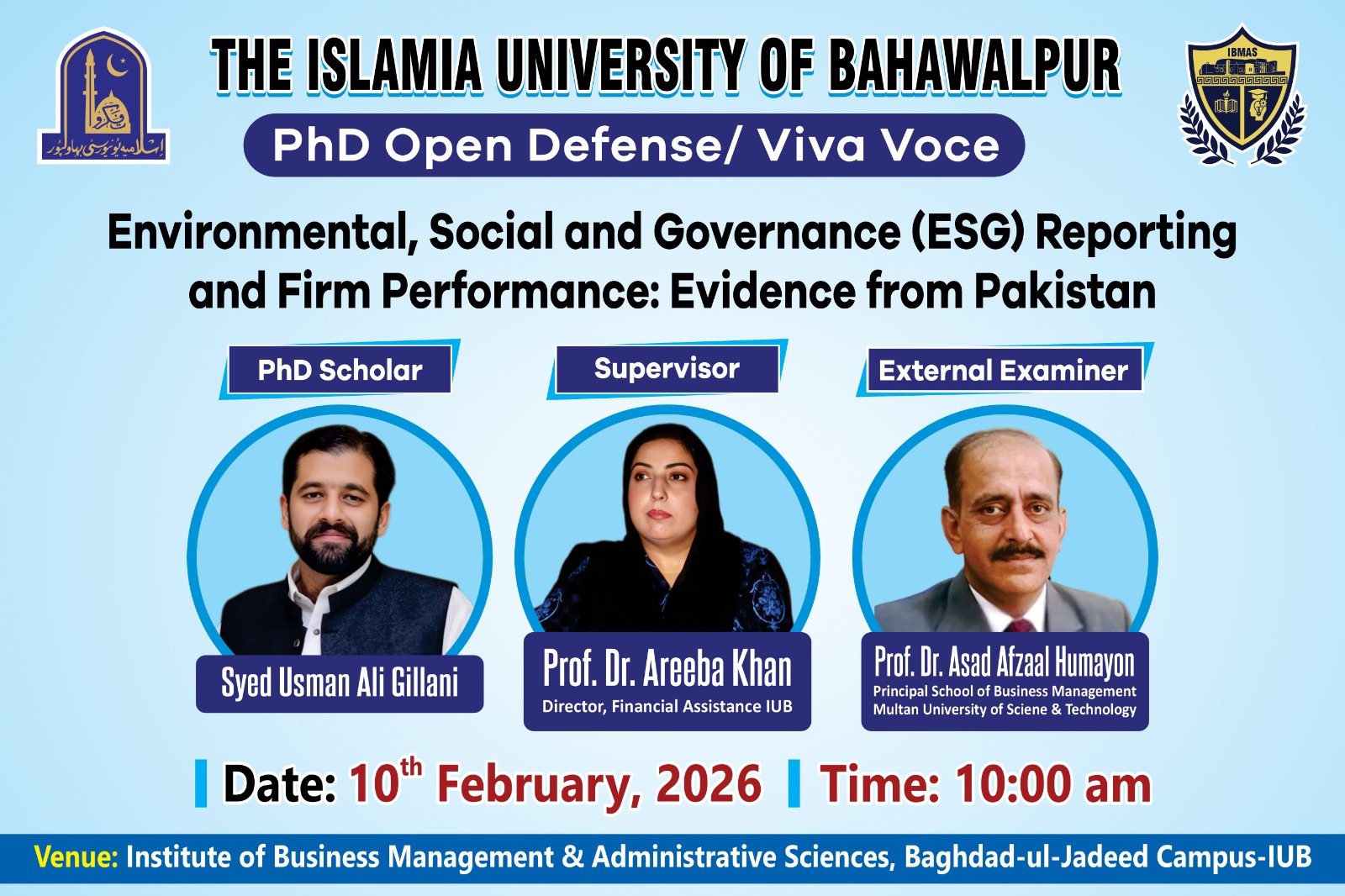 On February 10, 2026, two IBMAS PhD scholars will defend their thesis.