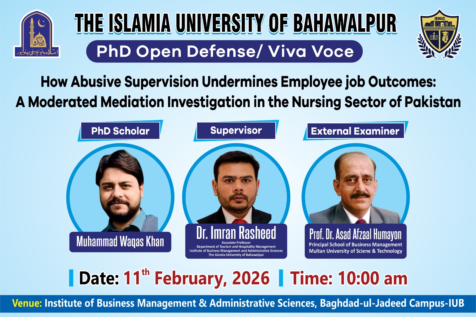 On February 11, 2026, two IBMAS PhD scholars will defend their thesis.