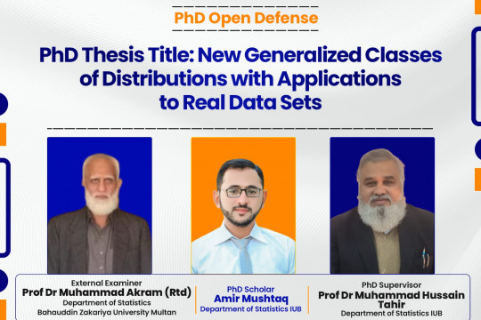 The open defense of two PhD scholars in the Department of Statistics will be held on July 19, 2025.