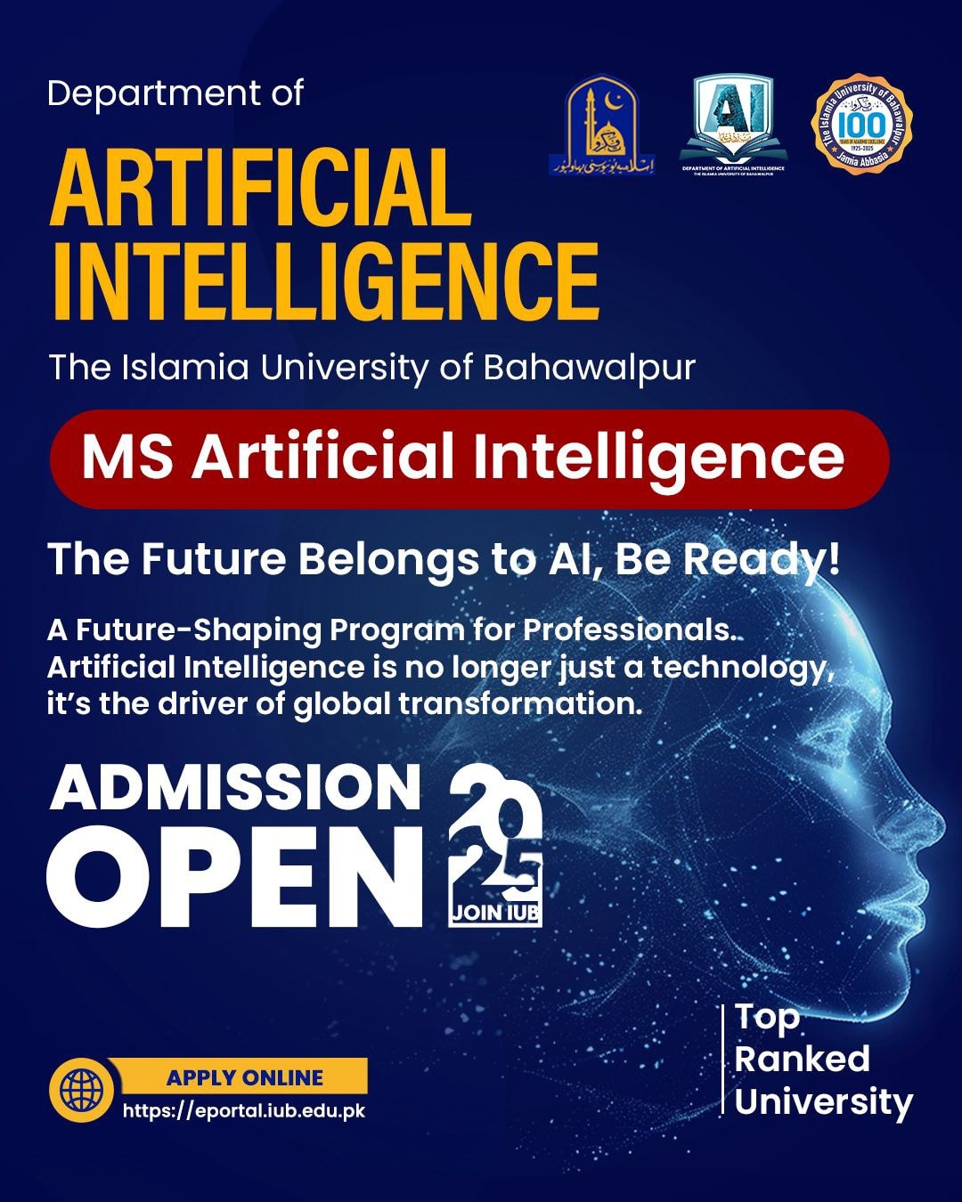 Admissions Open Now! MS Artificial Intelligence at IUB