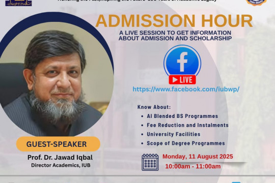 IUB Admission Hour with Prof. Dr. Jawad Iqbal, Director Academics, IUB.