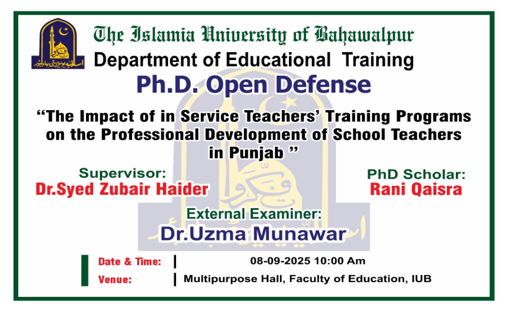 The PhD public defense of two scholars of Educational Training will be held on 08 September 2025.