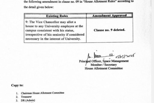 Notification: Amendment in House Allotment Rules