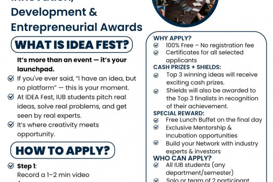 The Islamia University of Bahawalpur will host Idea Fest 2025 from May 15–17, 2025.