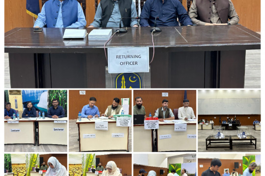 Polling at KGF Auditorium, Baghdad-ul-Jadeed Campus for the election of vacant position of Lecturer as member Syndicate.