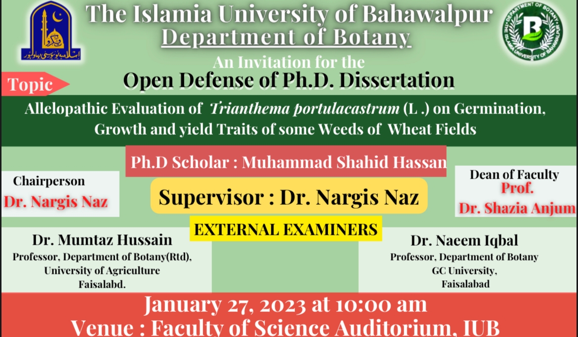 PhD open Defense at Department of Botany