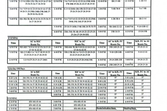 Transport Schedule - w.e.f 26/05/2025 (During Final Terms Examinations)