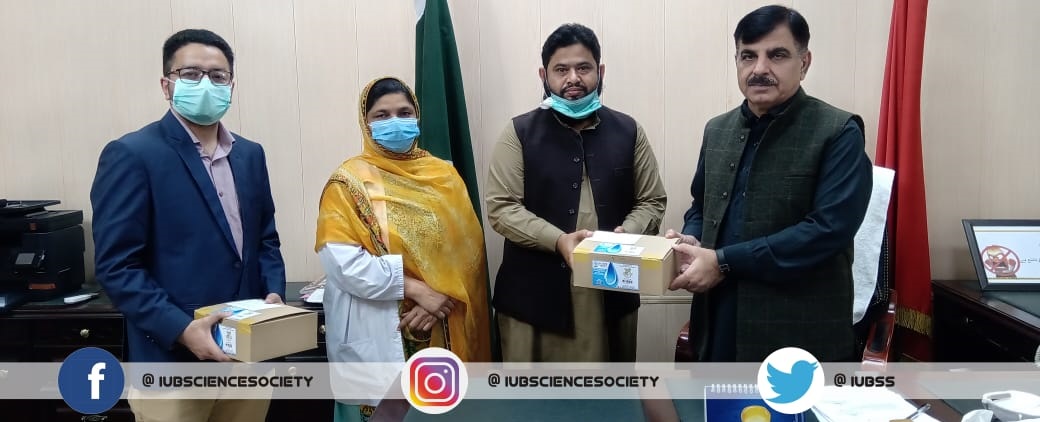IUB Science Society and IEEE handed over hand sanitizers to MS Bahawalpur Victoria Hospital