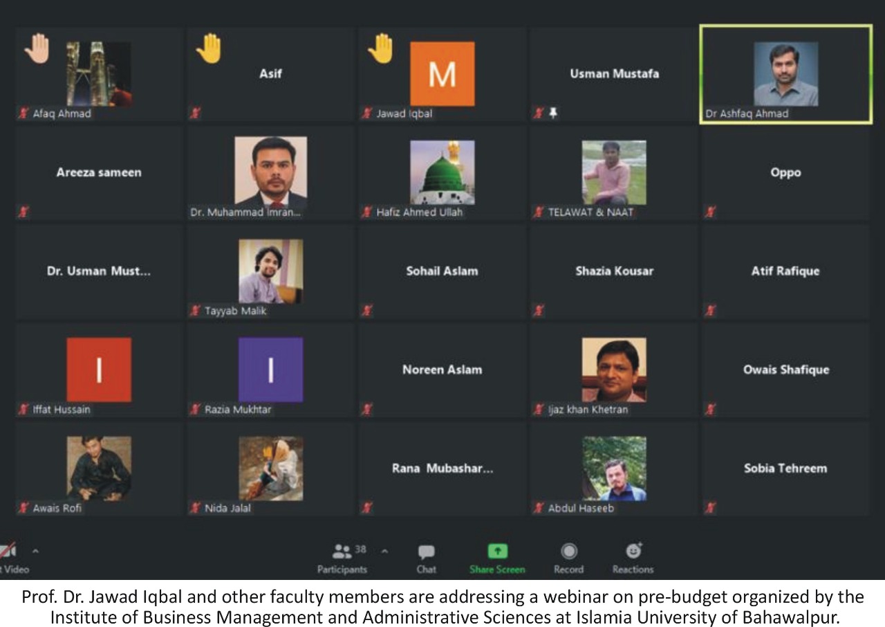 IUB organized a Webinar on Pre-Budget Discussion